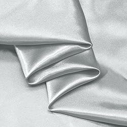 NSGZ Silver Grey Satin Fabric by The Yard, 10 Yards