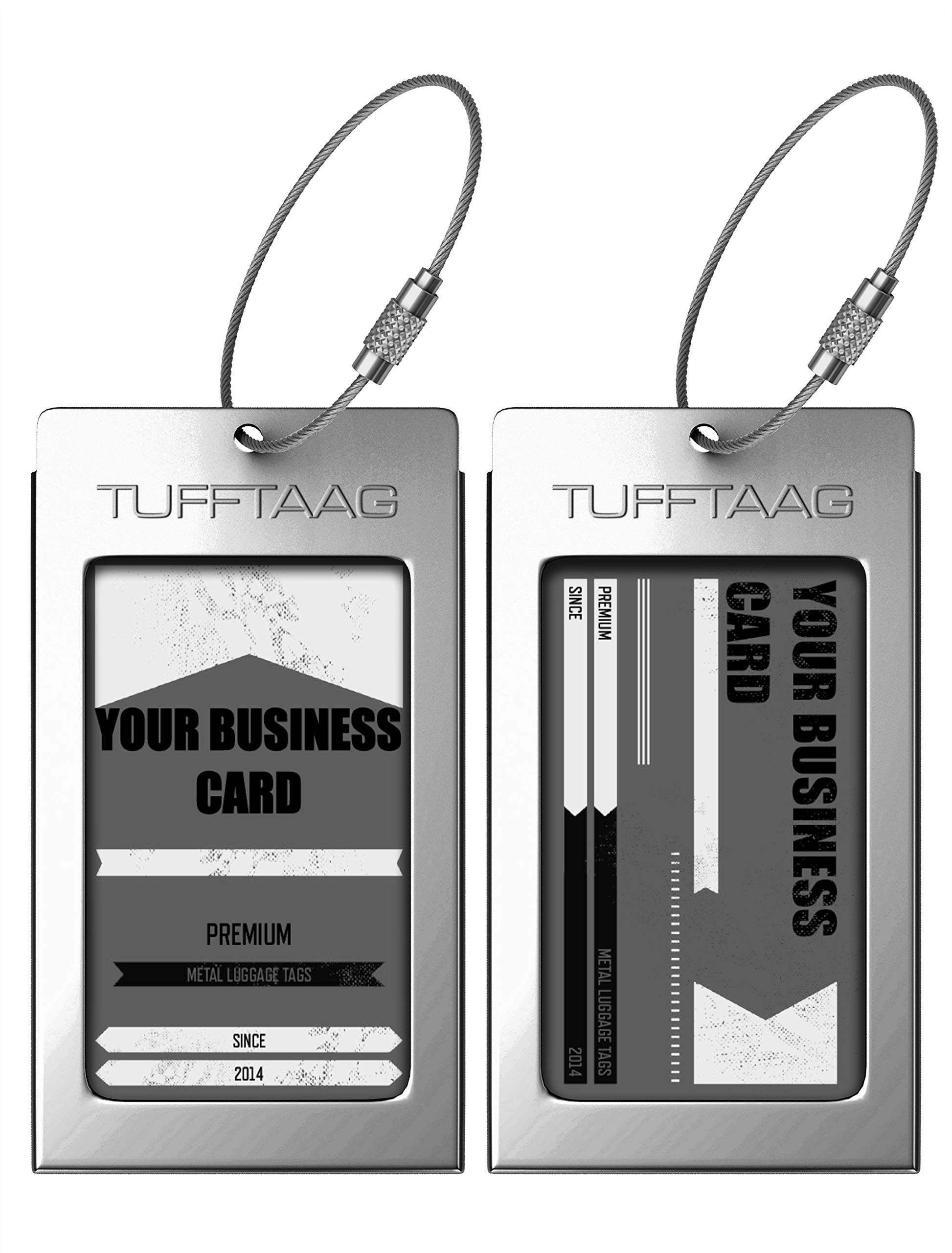 Luggage Tags TUFFTAAG for Business Cards, Metal Suitcase Labels, Travel Gifts