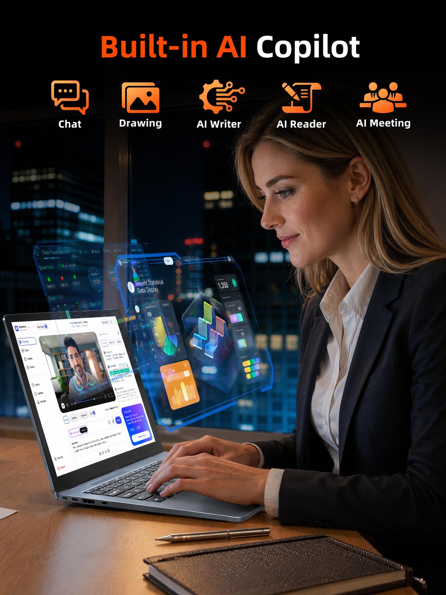 Liuord Laptop 18,5 Zoll FHD Display, 16GB RAM 256GB SSD AI-Unterstützung, Core I3, WiFi 6, Vollfunktions Type-C, Deutsche Tastatur Ideal für Studium, Homeoffice und Business 4