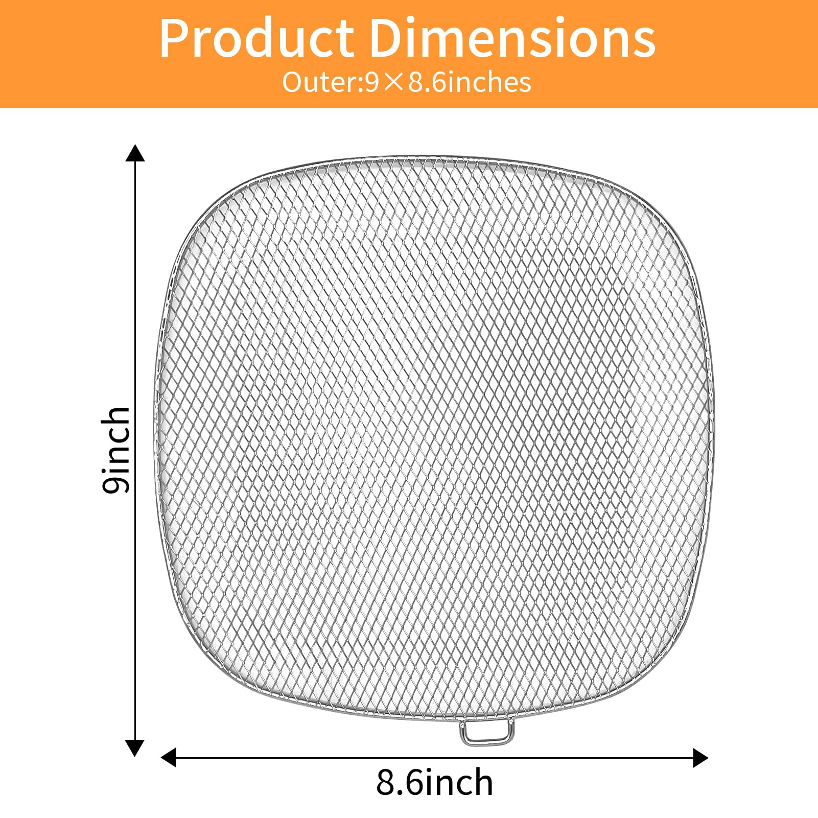 GCQ Air Fryer Accessories for Philips HD9630 Airfryer XXL, 9”×8.6” SUS 304 Stainless Steel Food Grade Air Fryer XXL Replacement Parts Basket Tray for Philips HD9650 HD9656 HD9750 HD9860 Air Fryer