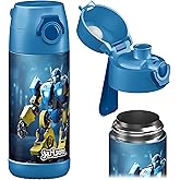 Jarlson® Kids Water Bottle MALI [12OZ] - No Straw Stainless Steel Thermos Bottle - Insulated Waterbottle Leak Proof for School & Sports - Thermo Tumbler for Boys & Girls (Robot)