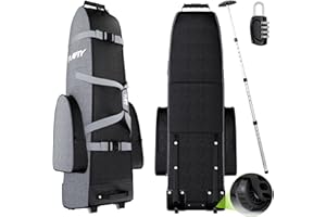 APTY Padded Golf Club Travel Bag with Wheels, Golf Luggage Case Cover for Airline - with Adjustable Support Rod, Luggage Lock, 1200D Wear-Resistant Oxford, Waterproof Coating