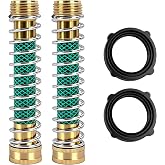 LIULO TOOL Garden Hose Protector, Brass Hose Extension Adapter with Coil Spring, Garden Faucet Extension (2 Pack)