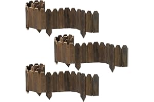 CIAMORE Wood Garden Edging, Wooden Fence Border Decorative Small Picket Panels for Flower Bed Barriers and Landscape Fencing (5.9" H x 47" L, 3 Pack)