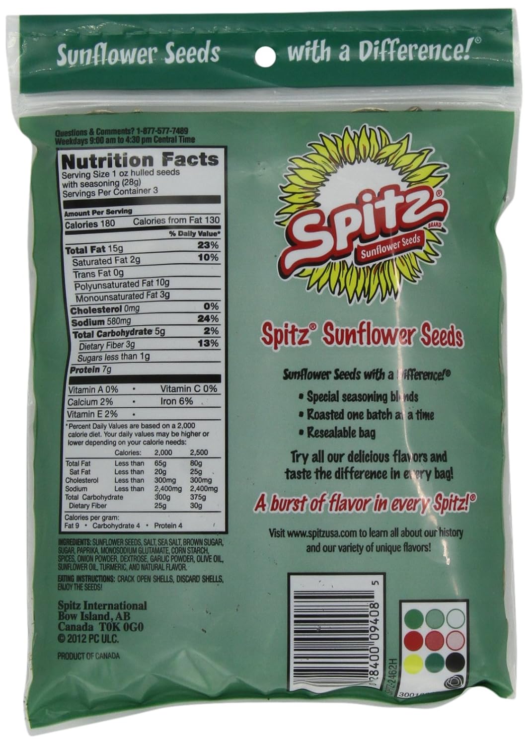 Spitz Seasoned Sunflower Seed, 6Ounce (Pack of 12) Food, Beverages