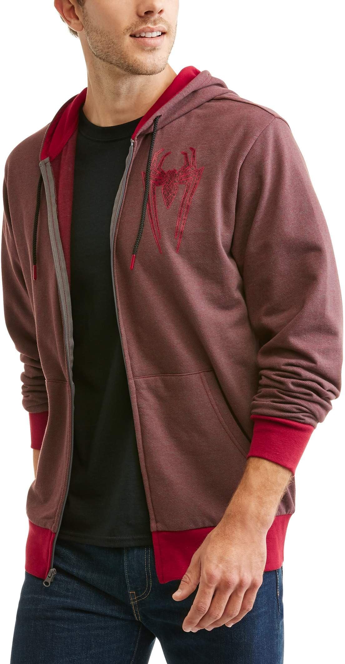 Superhero Legends Marvel Spider-Man Men's Zip Up Kangaroo Pocket Hockey Hoodie