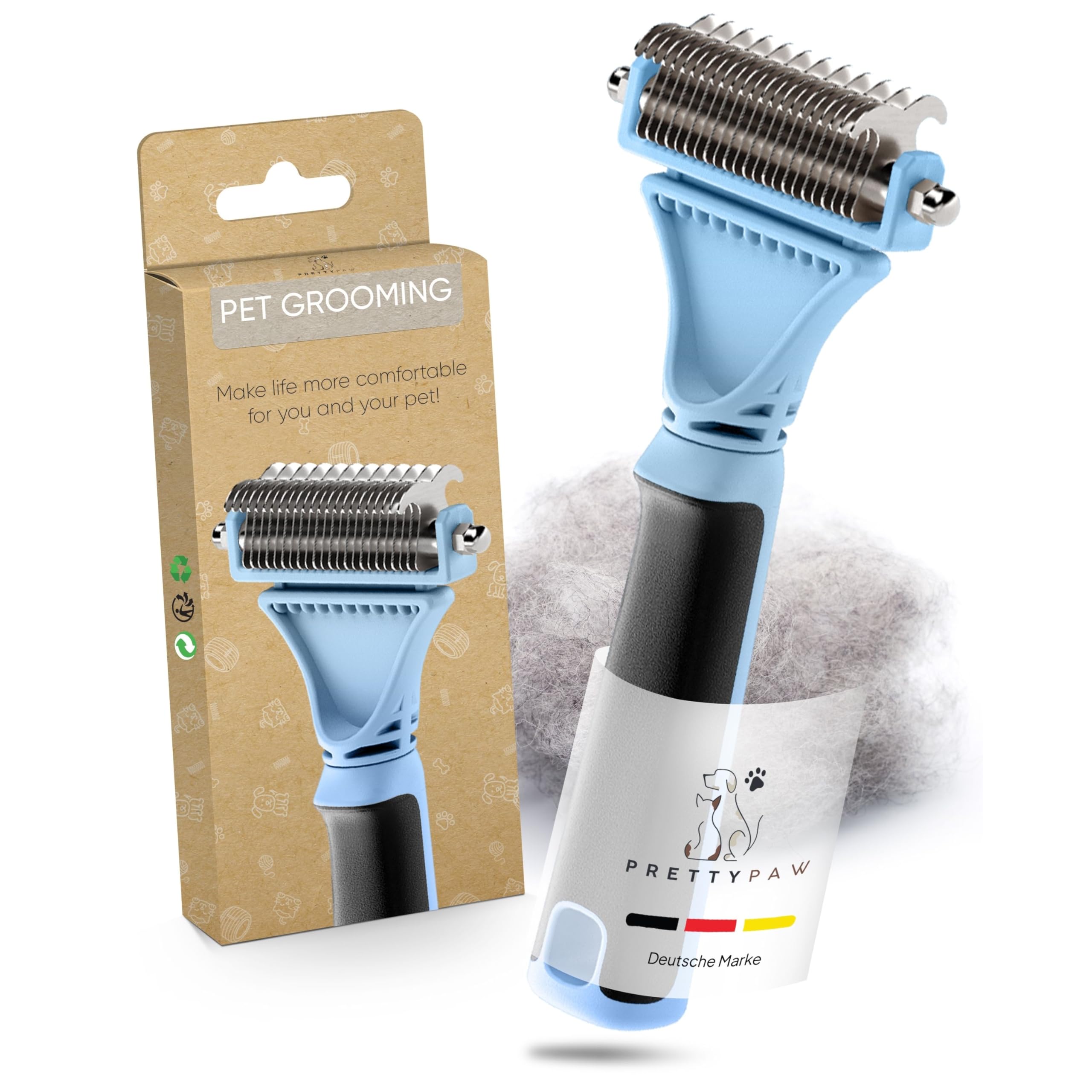 Pretty Paw® [Fur Love 2.0] for gentle and precise hair removal, suitable as a cat brush, long hair and cat brush, short hair against tangles, comfortable massaging undercoat brush, cat