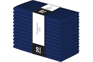 Dine n Decor Set of 12 Cloth Dinner Napkins 100% Cotton - Soft Durable Washable - Ideal for Farmhouse Party Weddings Christmas Easter - Perfect Everyday Use Table Linen Cloth Napkins Navy Blue 17x17