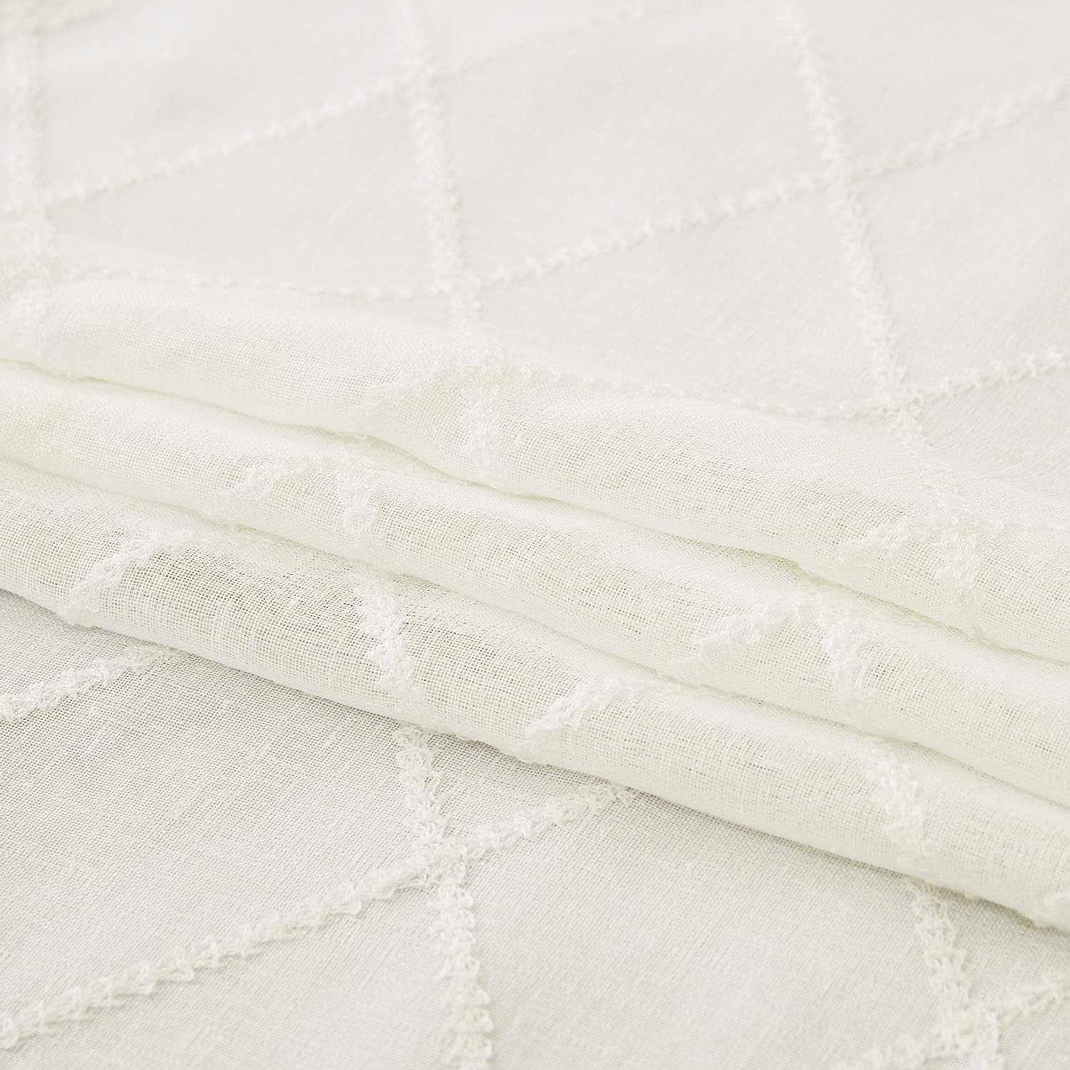 Deconovo Lot De 2 Rideau Voilage Blanc Transparent En Effet Lin Rideaux Brodepasse Tringle Avec Motif Geometrique 132x160cm Pour Decoration Chambre Bebe Rideaux Bebe Puericulture Agri Khoramdareh Ir