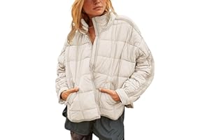 Freyhem Quilted Puffer Jacket Women Lightweight Short Zip Up Padded Coat with Pockets