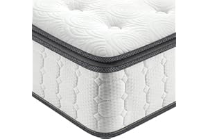 Vesgantti Queen Mattresses, 10 Inch Hybrid Queen Size Mattress in a Box, Pillow Top Queen Bed Mattress, Gel Memory Foam Pocket Coils Innerspring Mattresses, Pressure Relief, Medium Firm Plush Feel