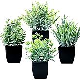 GREENTIME 4 Pack Fake Plants in Black Pot Small Artificial Eucalyptus Potted Plant Wheat Grass Mini Faux Greenery for Home Decor Indoor Office Table Room Farmhouse Bathroom Decorations