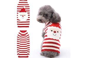 TENGZHI Dog Christmas Sweater Cute Santa Claus Striped Cat Ugly Xmas Outfit Holiday Puppy Costumes Fall Winter Pet Knitted Sweaters Clothes for Small Medium Large Dogs Cats(M,Red)