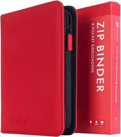 Vault X 4 Pocket Trading Card Zip Binder Red 160 Cards Exo-Tec