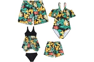 NIKDUCK Family Matching Swimsuit Set High Waisted Mommy and Me Swimsuit Two Piece V Neck Girls Bikini Bathing Suit