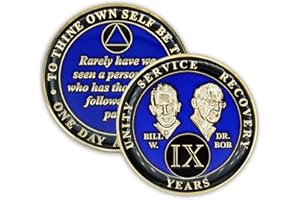 THE TOKEN SHOP 9 Year Sobriety Coin | Founders Triplate AA Chip | Celebrate Recovery Anniversary Token | Alcoholics Anonymous Gift (Blue)
