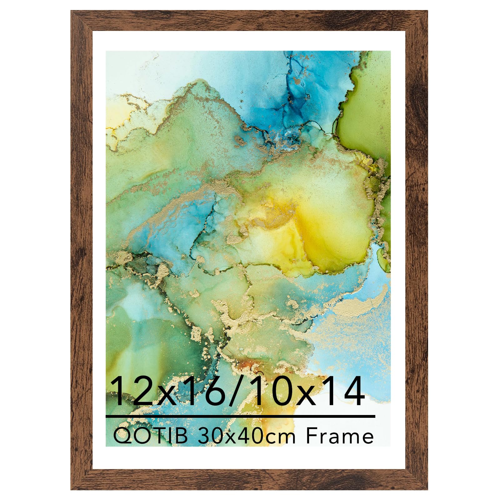 Photo 1 of 12x16 Frame Deep Brown with 10x14 Mat, for 30 x 40cm Diamond Art Painting, Display Picture 10 x 14 with Mat or 12 x 16 without Mat, Wood Large 12x16 Picture Frame for Wall Hanging, Deep Brown, 1 Pack