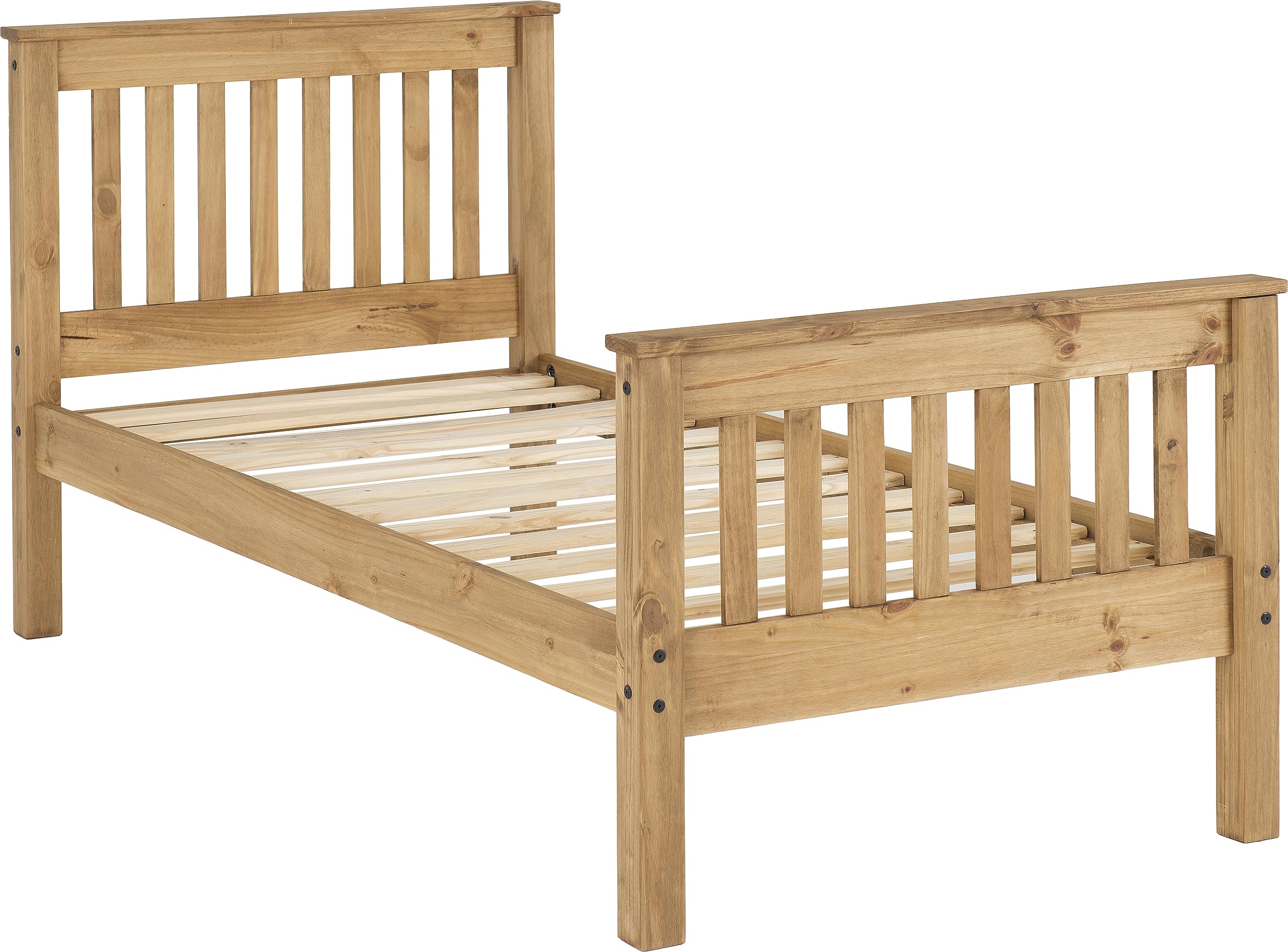 Seconique Monaco 3' Single High End Bed in Distressed Waxed Pine