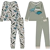 Cudlie Boys’ 4-Piece Pajama Set, Super Comfy Cotton Blend Sleepwear, 2 Tops and 2 Bottoms, Fun Designs – Sizes 12M–5T