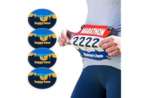 BIBBOARDS bibSNAPS Race Bib Clips - Safety Lock Fasteners - Secures Running, Marathon, Cycling, and Event Numbers, Non Magnetic, Easy to Use, Soft & Reusable, Replacement for Pins & Magnets - Happy Hour (4pcs)
