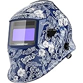 ARCCAPTAIN Large Viewing Screen Welding Helmet, 1/1/1/1 Top Optical Clarity Auto Darkening Welding Hood, 4 Arc Sensor 1/25000s Response Time True Color Weld Hood Helmet HSH-S800 Flower