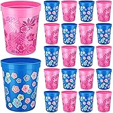 Qinyoung 24 Pcs Cartoon Party Decoration Cups 16oz Reusable Plastic Cups Cartoon Themed Birthday Party Favor Tumblers Bulk for Smoothie Juice Ice Coffee, Blue, Pink
