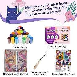 veirousa Colorful Cat Latch Hook Kits for Adults