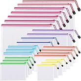 24pcs Mesh Zipper Pouch Bags - 8 Sizes Plastic Zipper Pouches for Organization, Mesh Bags with Zipper, Waterproof Clear Trave