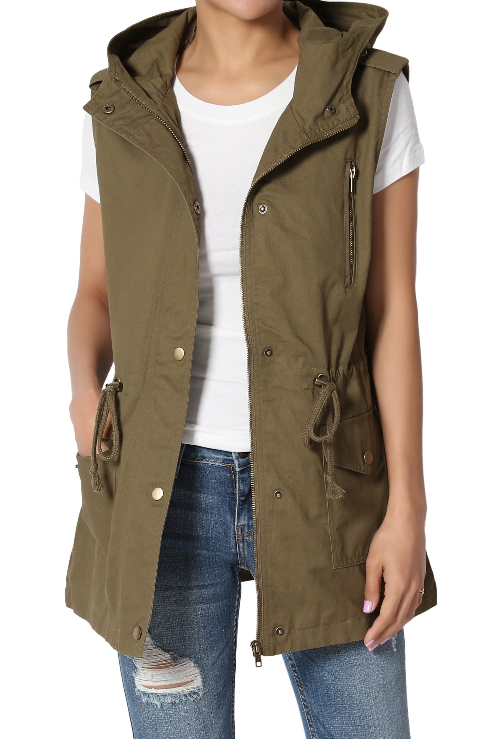 TheMogan Women's Military Drawstring Waist Loose