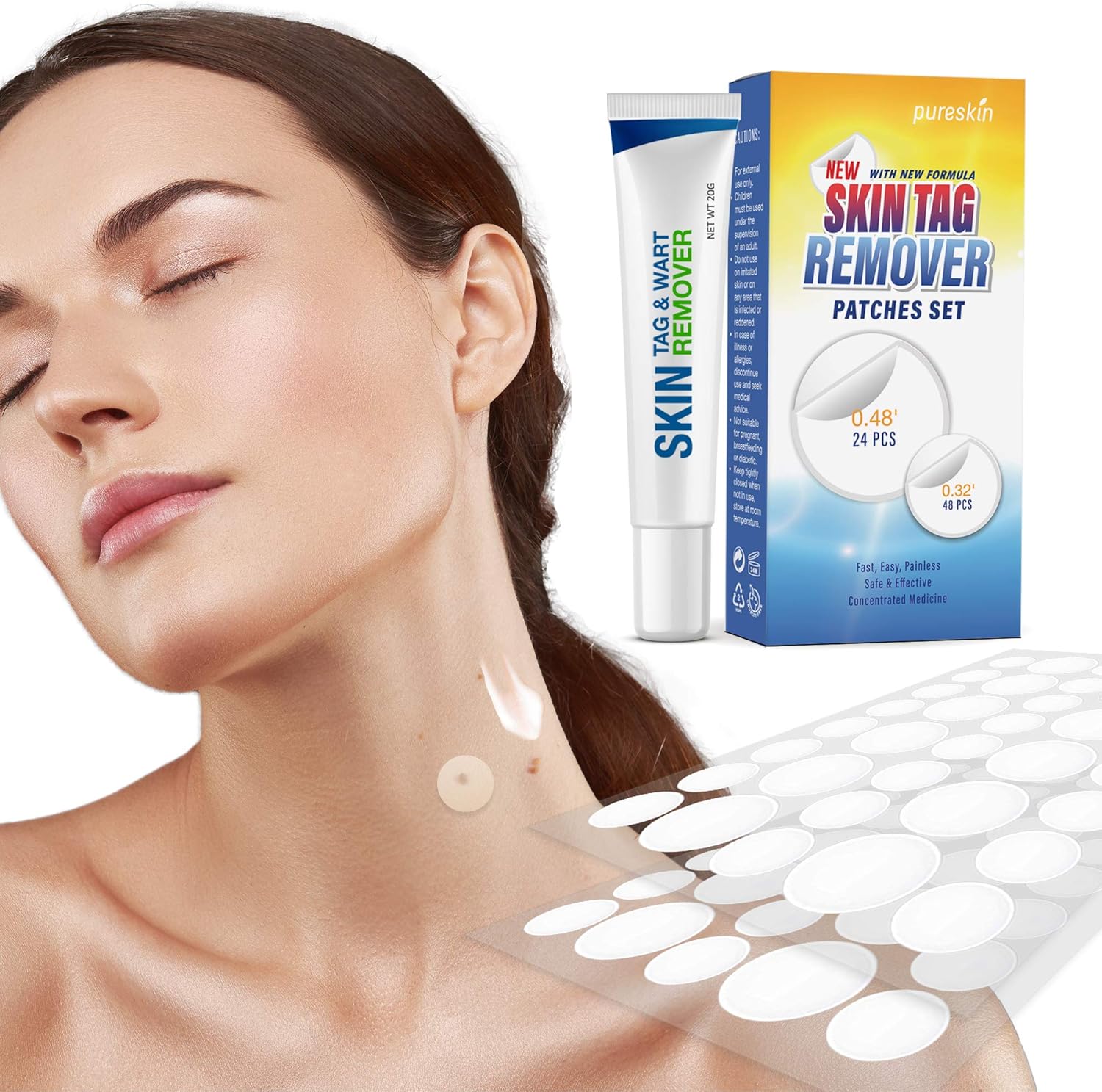 Pureskin Safe & Effective Formula Skin Tag Remover Patches Set, Skin Tag Removal Patches Set with Natural Ingredients for Your Skin Tag: Health & Personal Care