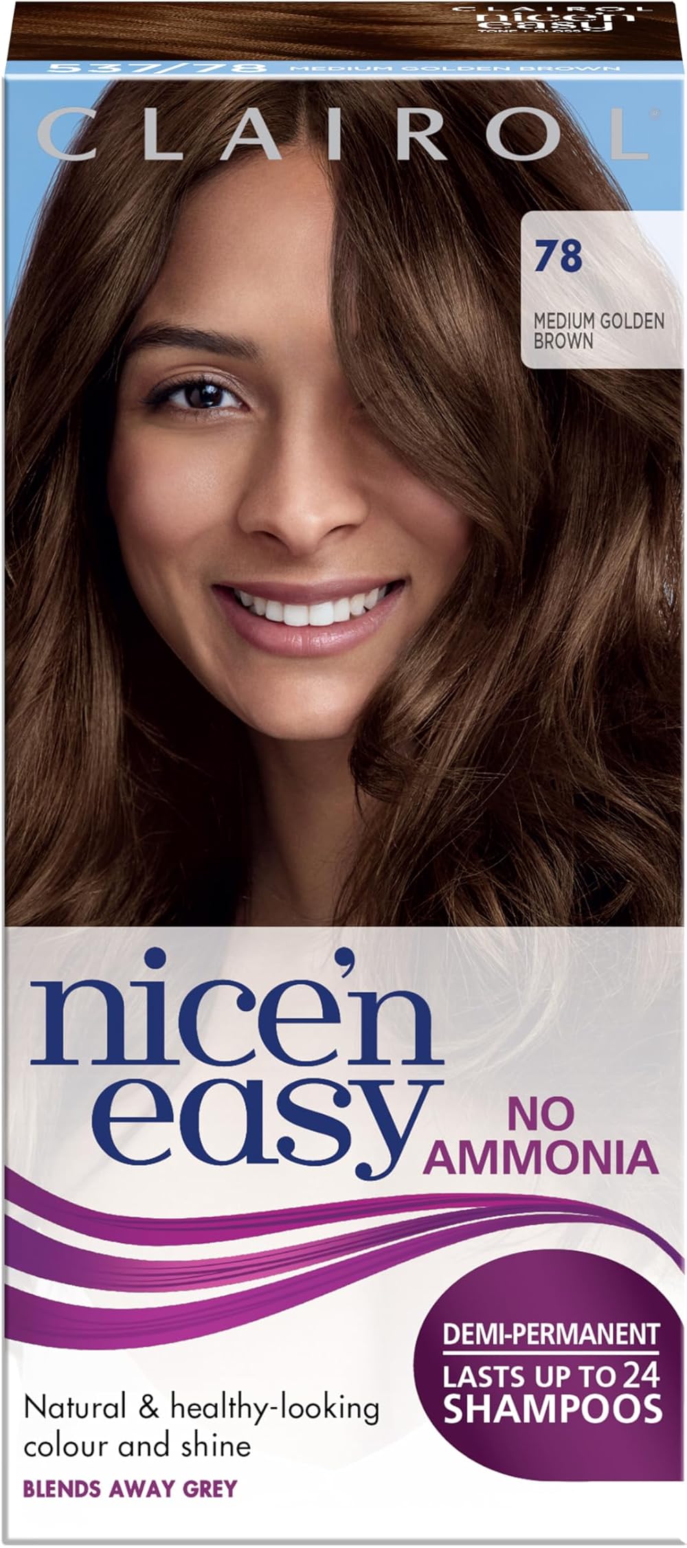 Clairol Nice 'N Easy No Ammonia 78 Medium Gold Brown Lasting Hair Colour