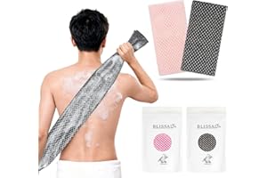 2 PCS Blissal Exfoliating Shower Towel for Smooth Skin,Back Body Exfoliating Antibacterial Shower Towel for Men Women (Pink +