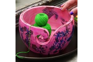Exquisite Premium Yarn Ball Storage Bowls | Hand Painted Lovely Decor Yet Functional Yarn Dispenser (Large ( 7 x 4 x 7 Inches