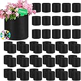 Nuanchu 50 Packs Grow Bags Small Aeration Fabric Pots Nonwoven Garden Bags Grow Pots Planter with 50 Pcs Plant Labels for Indoor Outdoor Plant Flower Planting Vegetable Growing (1 Gallon)
