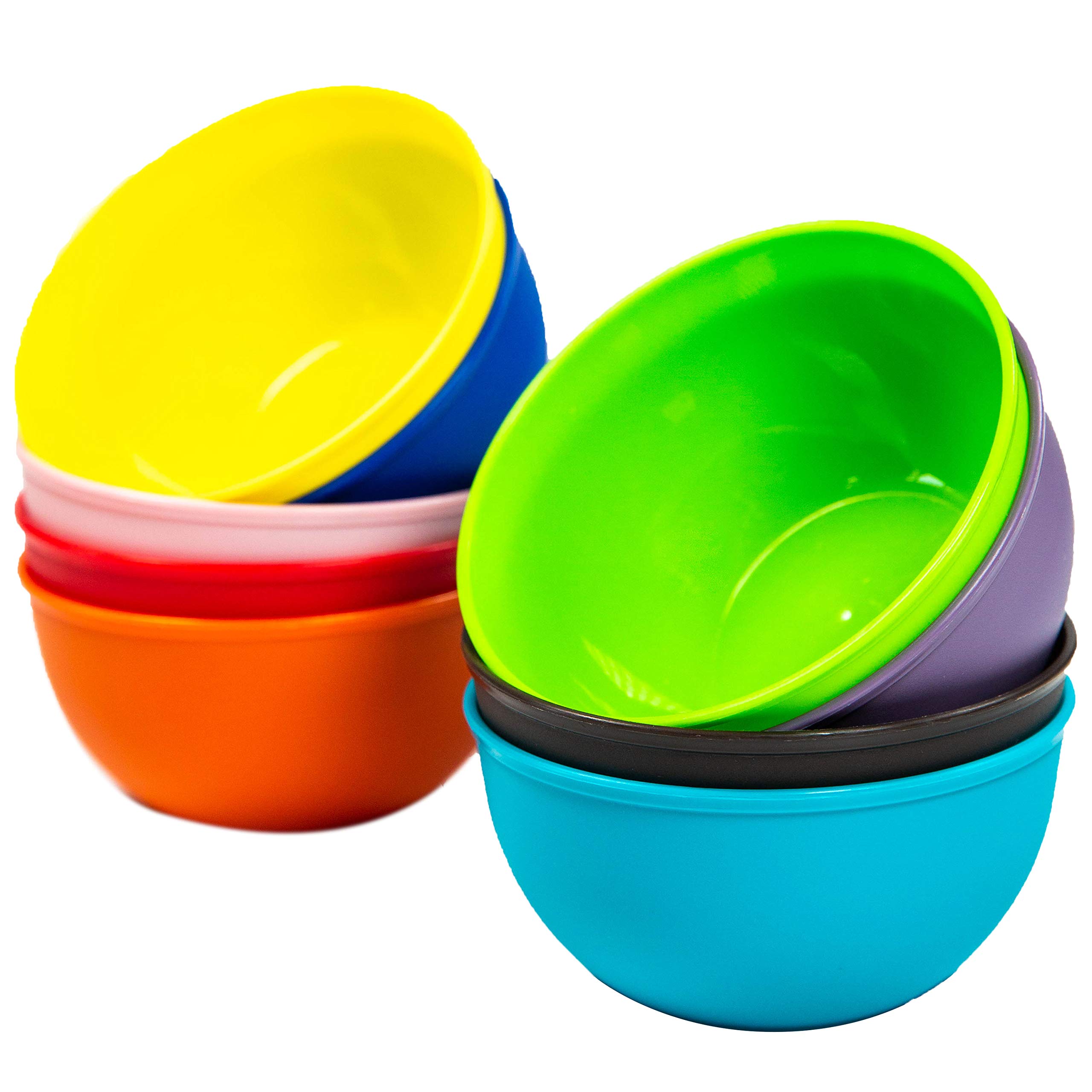 Youngever Pack of 9 300 ml Plastic Bowls, Reusable Children's Cereal Bowl, Snack Bowl, Salad Bowl, Soup Bowl for Salad, Fruit, Snacks (Rainbow)