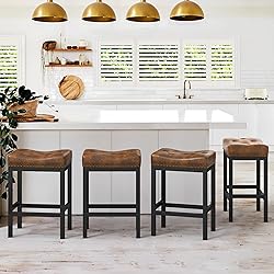LUE BONA Counter Height Bar Stools, 24 Inch Saddle