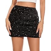 KASBAH Sequin Mini Skirt for Women Sparkly Skirt Stretchy Bodycon Glitter Skirts Night Out Party