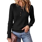 ANRABESS Sweaters for Women Cable Knit Henley Neck Fall Outfits | Long Sleeve Pullover V Neck Sweater Tops Half Button, Cozy Lightweight Cute Classic, Business Casual Work, Winter Clothing
