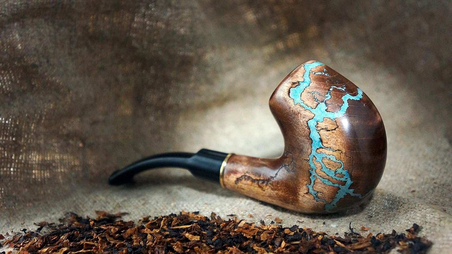 Smoking pipe"Lightning" inlay Turquoise, Tobacco smoking pipe, Exclusive Wood Pipe, Smoking bowl, Wood carved smoking pipes, Christmas gift