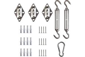ShadeMart 6 Inch Stainless Steel Hardware Kit Only 18 Pcs Set for Triangle Sun Shade Sail 1500 Lb Capacity (Hardware Kit Only)