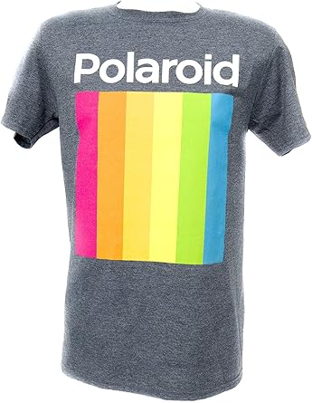 Amazon Com Men S Polaroid T Shirt Vintage Rainbow Logo On Grey Small Gray Clothing