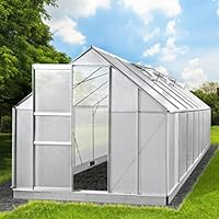 Euboer Gewächshaus Aluminium 302x238cm - Winterfest Mit 4mm Platten & Doppeltür