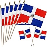 WEITBF 12 Pack 8×12 Inch Dominican Flags Small Dominican Republic Flags on Stick Mini Handheld Flag Outdoor Decorations