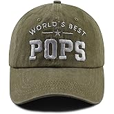 World's Best Pops Hat for Men, Funny Adjustable Cotton Embroidered Papa Baseball Cap