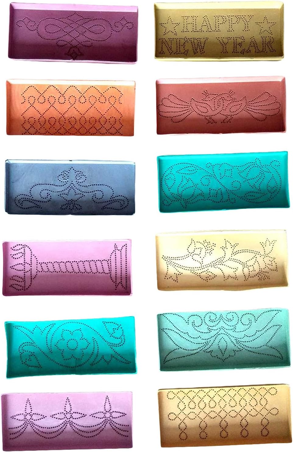DivyaKala/ Powder rangoli/ Plastic Rectangular Rangoli Stencil / rangoli/ home decor(DK08, Set Of 12)
