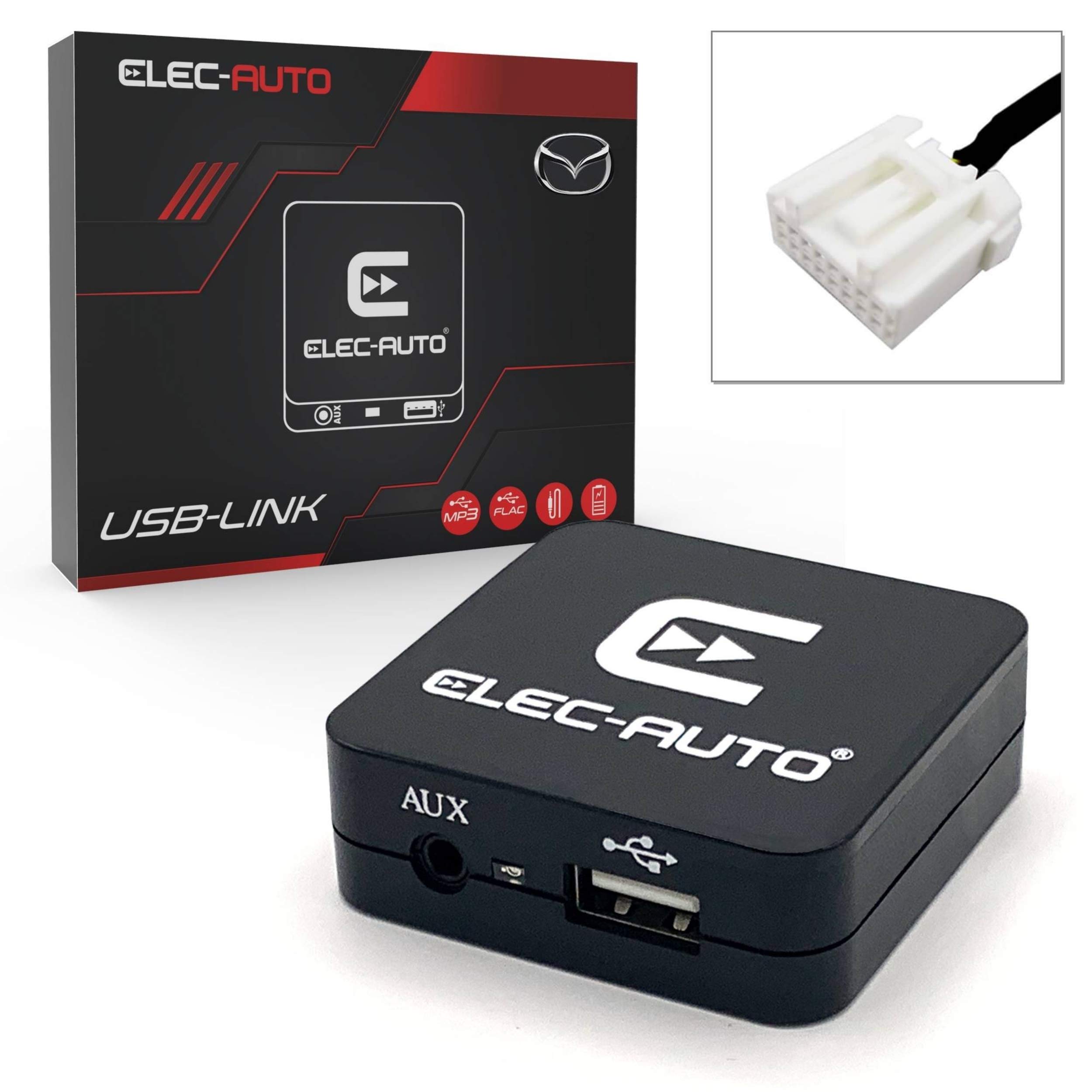 FLAC USB MP3 Auxiliary Interface for Mazda Car | Charger | Jack | Invisible Built-In Housing | Car Radio Accessory | USB Flash Drive Adapter
