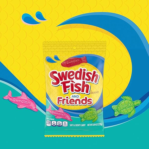 SWEDISH FISH AND FRIENDS SOFT & CHEWY CANDY, 8.04 OZ