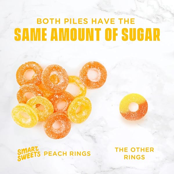 SMART SWEETS, PEACH RINGS, 1.8 OUNCE