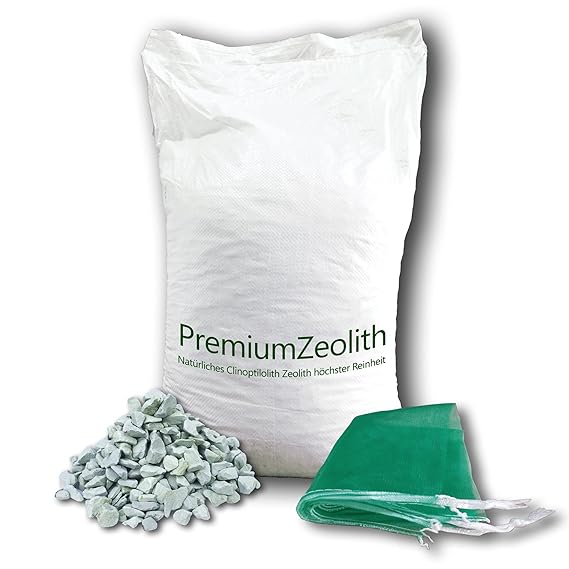 25 kg ZEOLITH 5-8 mm +2 Filtersäcke Filtermaterial Teichfilter Aquarium Gartenteich Filtermedium Filter Phosphatbinder Zeolie