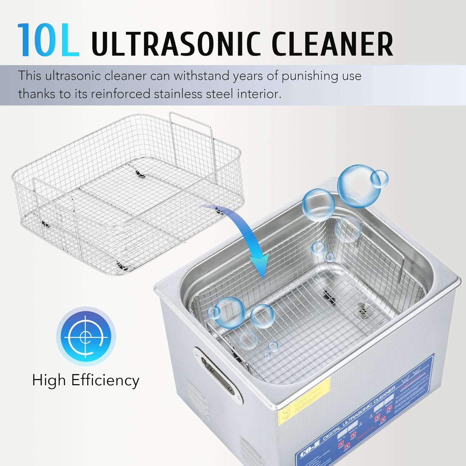CO-Z Professional 10L Ultrasonic Cleaner with Timer Digital for Cleaning Jewelry Glasses Watch Small Parts Circuit Board Instrument, Commercial Electric Ultrasound Clean Machine (110V): Industrial & Scientific